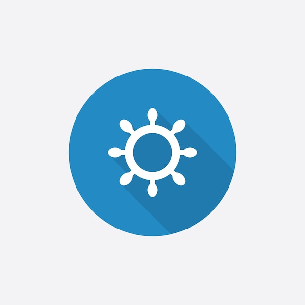 Ship wheel Flat Blue Simple Icon with long shadowxA