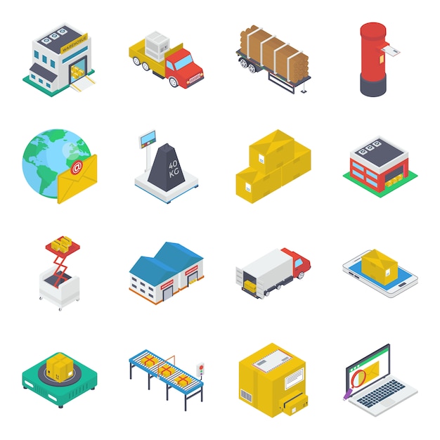 shipment Delivery isometric Icons Pack