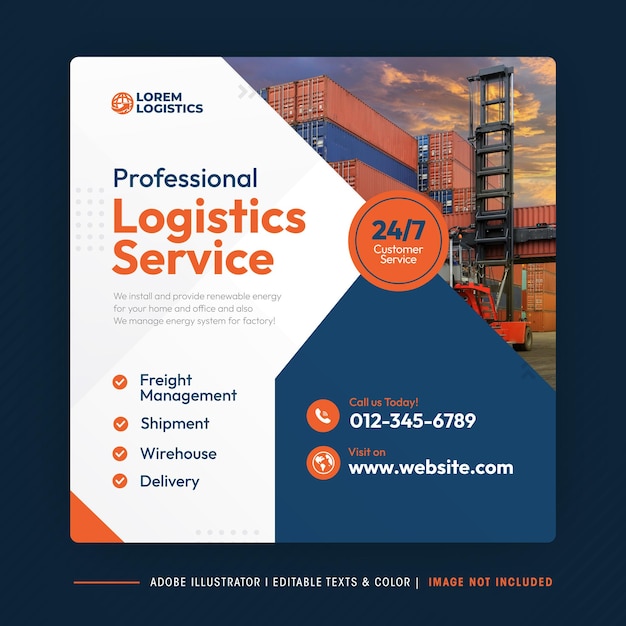 Shipment and Logistics service social media post design or Courier and delivery post templates