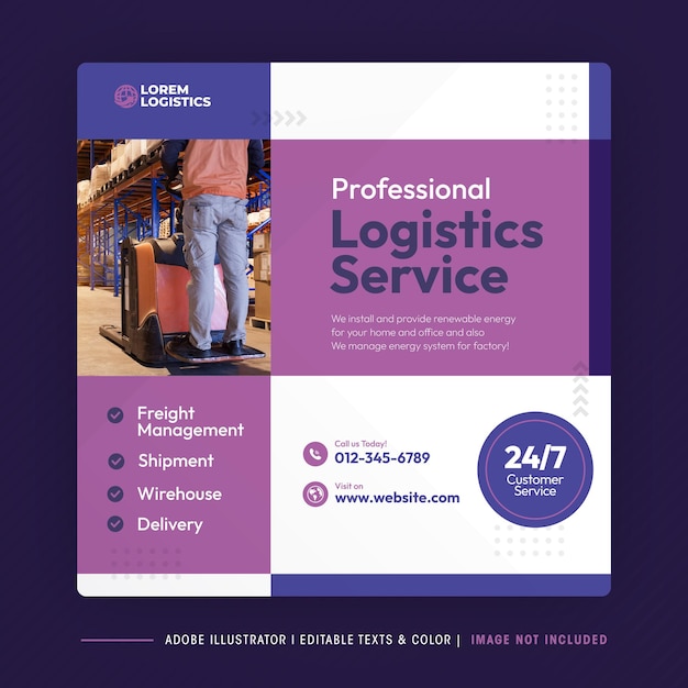 Shipment and Logistics service social media post design or Courier and delivery post templates