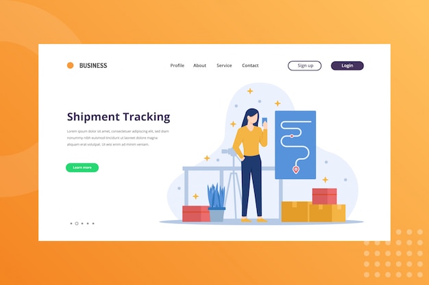 Shipment Tracking Illustration for Shipping & Delivery Concept on Landing Page