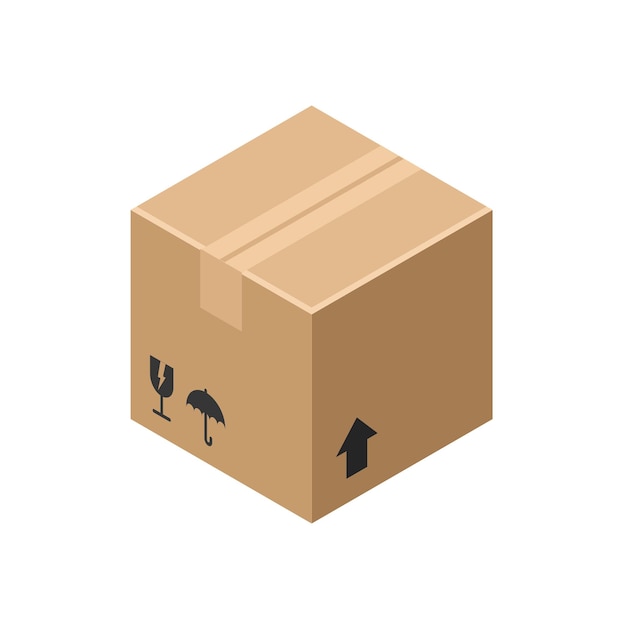 Shipping box colored isometric vector illustration