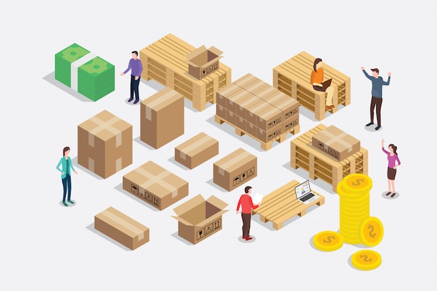 Shipping shipment business concept isometric 3d style