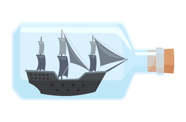 Ships in bottle Glass with object inside Miniature model of marine vessel Hobby craft work and sea theme Decorative marine souvenir sailing craft