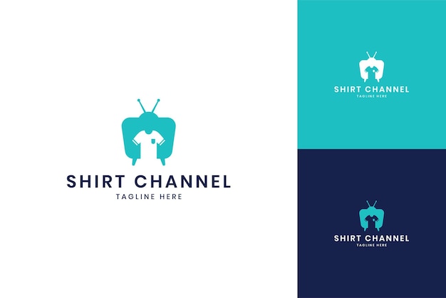 Shirt television negative space logo design