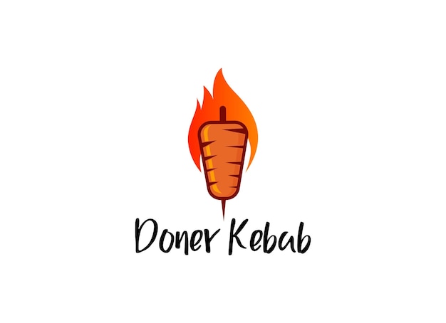 Vector shish kebab logo design meat skewer with vegetable vector design grilled meat skewers logotype