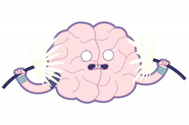 Shocked brain flat illustration, Train your brain.