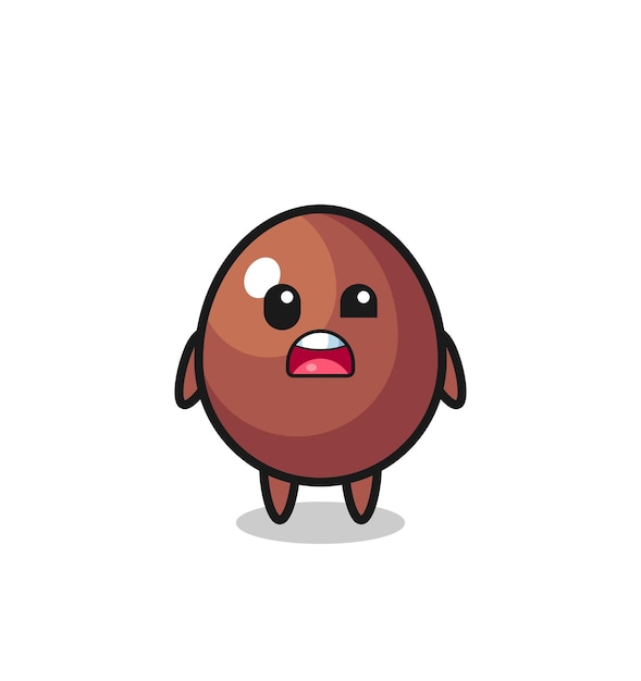 The shocked face of the cute chocolate egg mascot