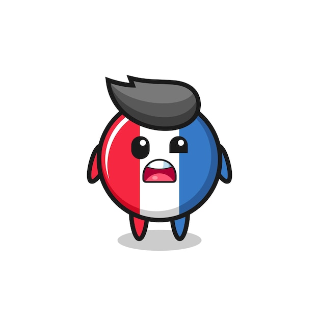 The shocked face of the cute france flag badge mascot