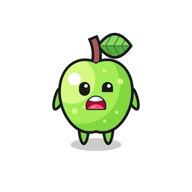 The shocked face of the cute green apple mascot