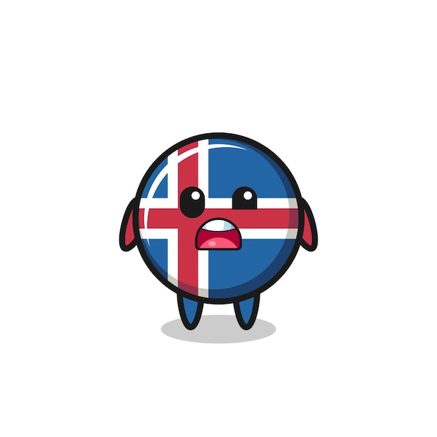 The shocked face of the cute iceland flag mascot