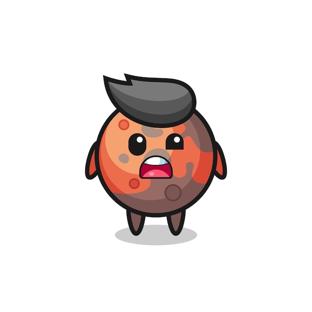 The shocked face of the cute mars mascot , cute style design for t shirt, sticker, logo element