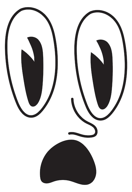 Shocked face expression in retro toon comic style