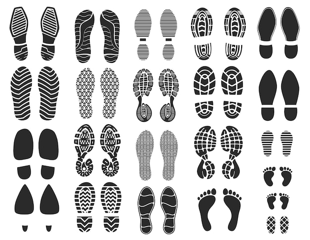 Vector shoe footprints foot prints of sole or boot steps