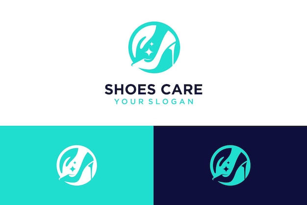 shoe logo design with care or hands