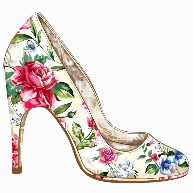 a shoe with a floral design is shown on a white background