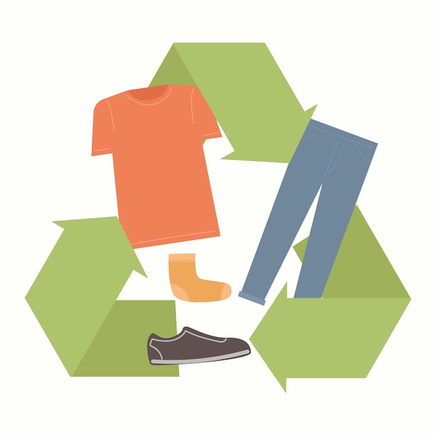 Shoes and clothing recycling illustration symbol