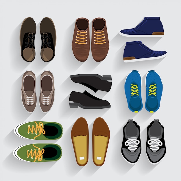 Vector shoes icons set    style