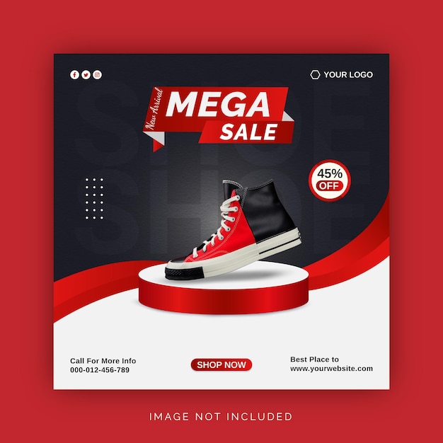 Shoes Mega Sale Social Media Banner Instagram Post Template