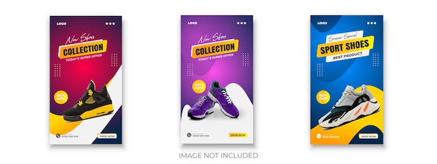 Vector shoes sale for social media post or square banner template bundle design