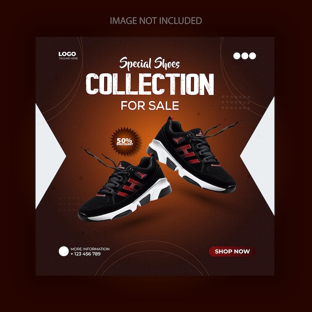 Vector shoes sale for social media post or square banner template design