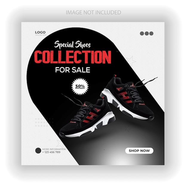 Vector shoes sale for social media post or square banner template design