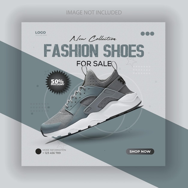 Vector shoes sale for social media post or square banner template design