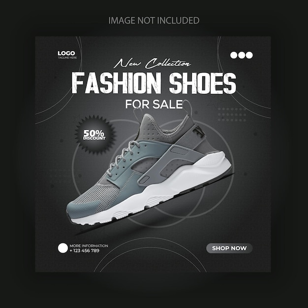 Vector shoes sale for social media post or square banner template design