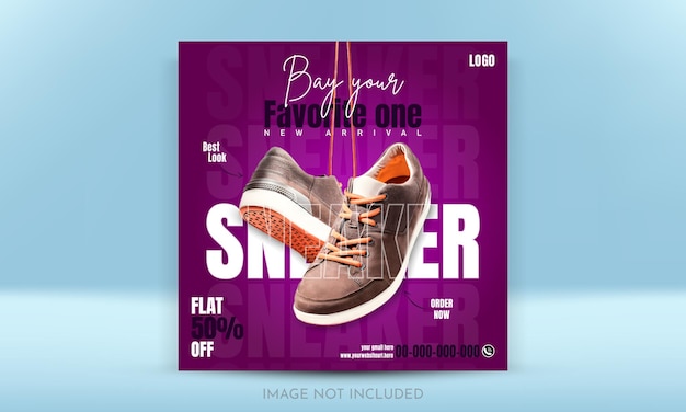 Vector shoes sneakers footwear social media post or square banner design template