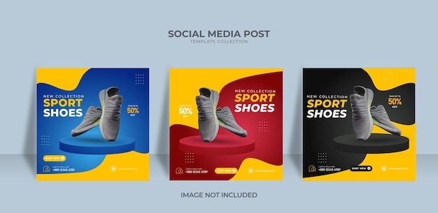 Shoes sport social media banner instagram post template design