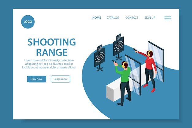 Shooting Range Isometric Web Site Banner