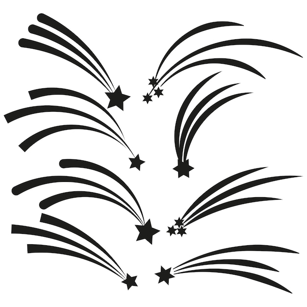 Shooting stars Shooting set icon White design Star icon Vector illustration