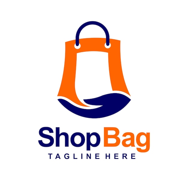 shop bag logo with hand concept