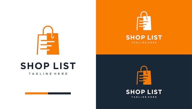 Shop bag with listpaper logo design template