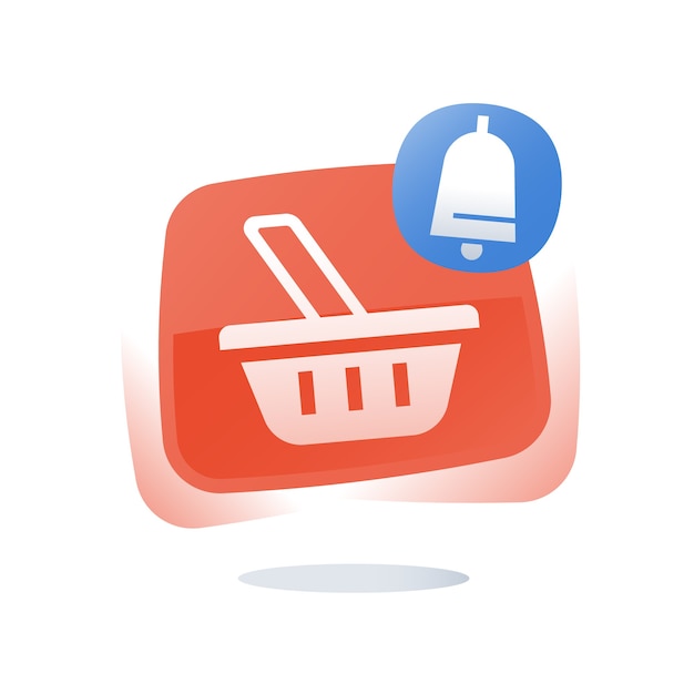 Shop basket, abandoned cart concept, online shopping button