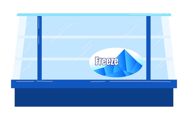 Shop food freezer refrigerator ice fridge vector illustartion isolated on white box food