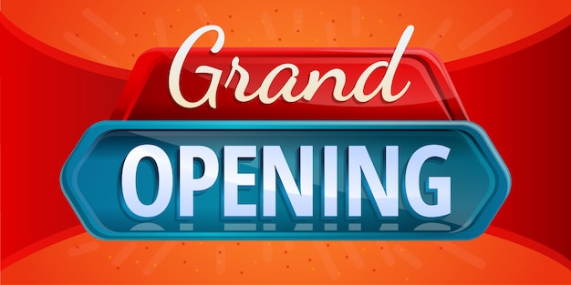 Shop grand opening concept banner, cartoon style