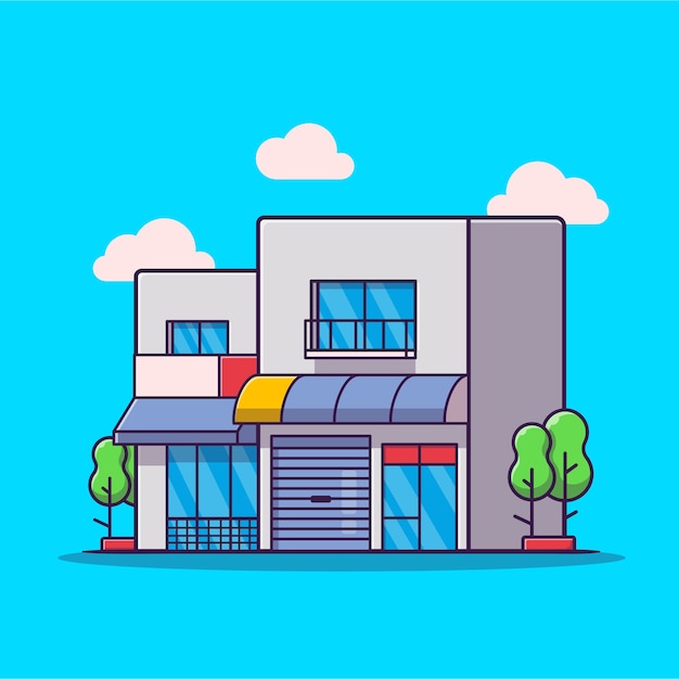 Shop House Cartoon Vector  Illustration. Business Building  Concept Isolated  Vector. Flat Cartoon Style