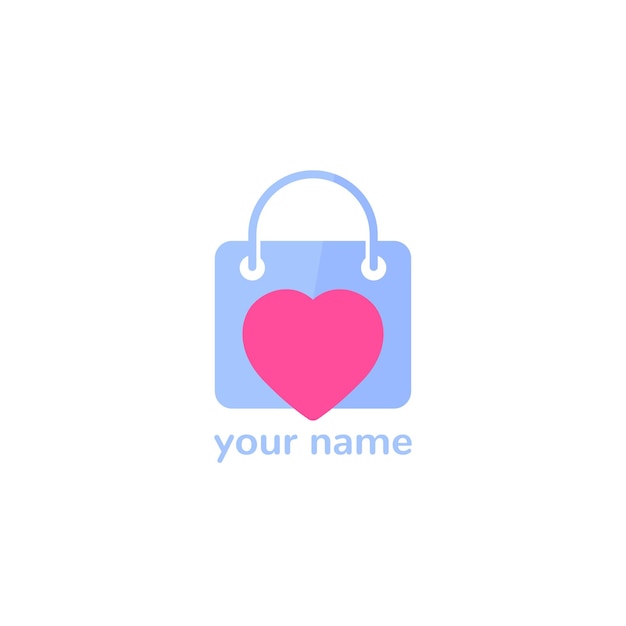 Shop logo with bag and heart