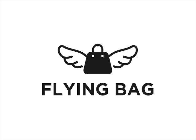 shop logo with wings and shopping bag icon vector illustration template