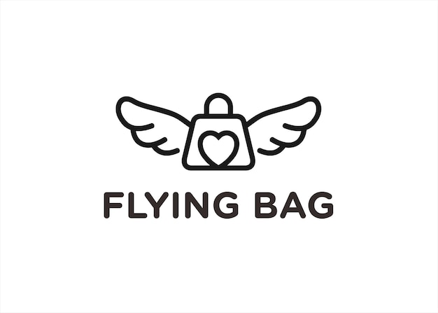 shop logo with wings and shopping bag icon vector illustration template