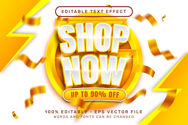 shop now 3d text effect and editable text effect