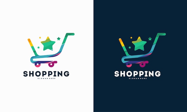 Shop Star logo designs concept, Shopping Cart logo design template vector