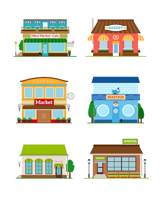 Shop store facade set