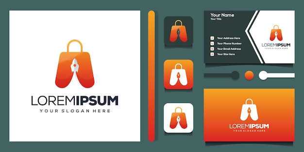 shop with rocket modern logo business card template