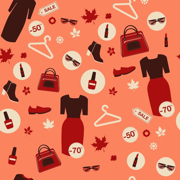 Shopping Autumn Sale Seamless Pattern