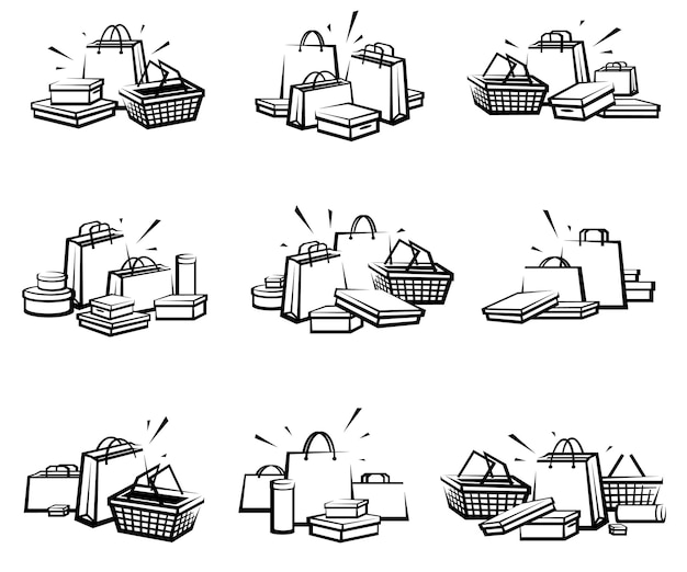 Shopping bag elements set. Isolated shopping bag. Vector