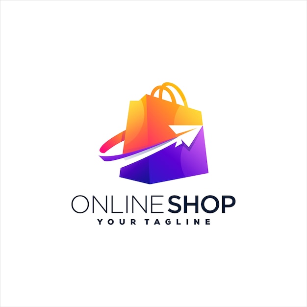 Shopping bag gradient logo design