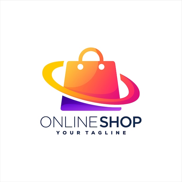 Shopping bag gradient logo design