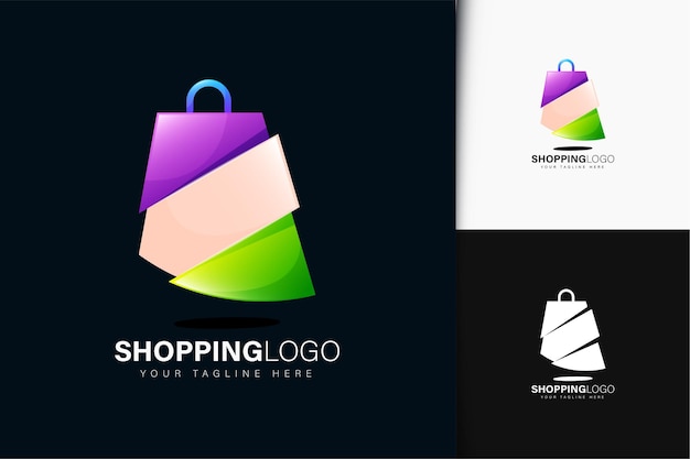 Shopping bag logo design with gradient